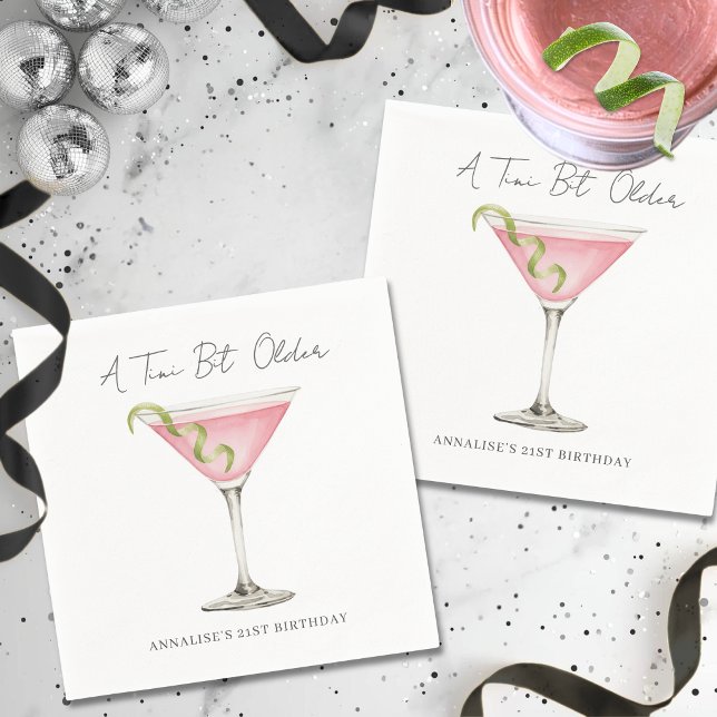Tini Bit Older Martini Birthday Party Napkin (Tini Bit Older Martini Birthday Party Napkins )
