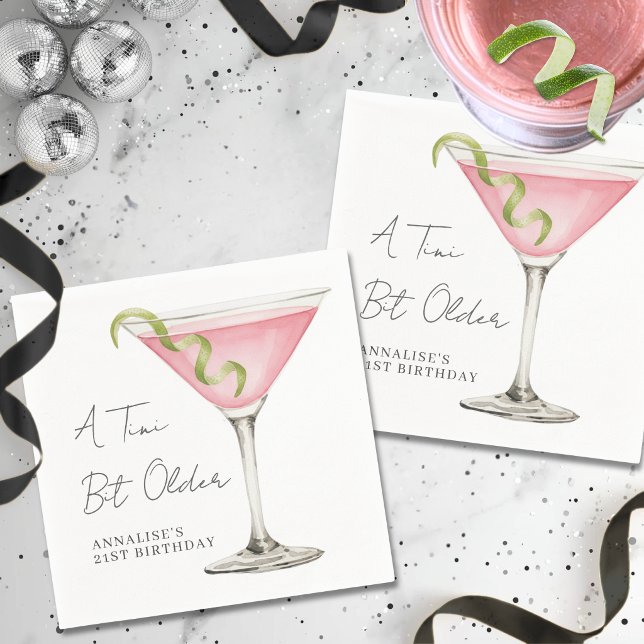 Tini Bit Older Martini Birthday Party Napkin (Tini Bit Older Martini Birthday Party Napkins)
