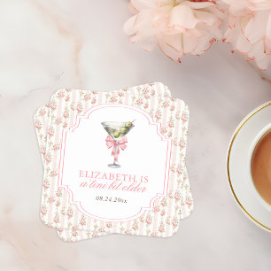 'Tini Bit Older Martini Coquette Birthday Square Paper Coaster