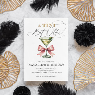 Tini Bit Older Martini Pink Bow Birthday Invitation