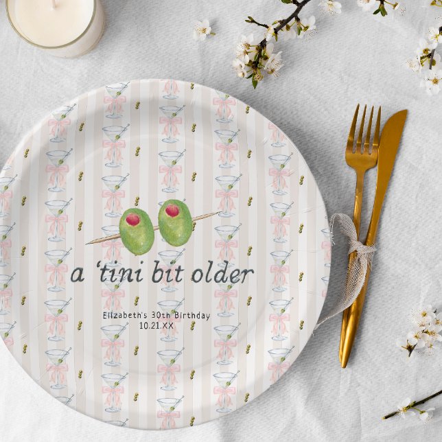 Tini Bit Older | Martini Themed Birthday Paper Plate (Creator Uploaded)