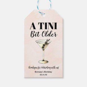 Tini Bit Older Minimal Martini Cocktail Birthday Gift Tags