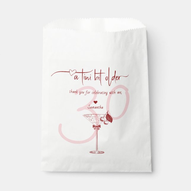 Tini Bit Older Modern Bow Cherry Martini Birthday Favour Bags (Front)