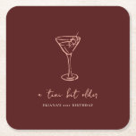 Tini Bit Older Personalised Birthday Party Square Paper Coaster<br><div class="desc">Add a stylish touch to your celebration with these personalised paper party coasters featuring a minimalist hand-drawn martini glass design. Perfect for a “Tini Bit Older” birthday party, they can be customised with your choice of text, colours, and fonts to match your theme. A fun and functional detail that complements...</div>