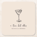 Tini Bit Older Personalised Birthday Party Square Paper Coaster<br><div class="desc">Add a stylish touch to your celebration with these personalised paper party coasters featuring a minimalist hand-drawn martini glass design. Perfect for a “Tini Bit Older” birthday party, they can be customised with your choice of text, colours, and fonts to match your theme. A fun and functional detail that complements...</div>