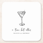 Tini Bit Older Personalised Birthday Party Square Paper Coaster<br><div class="desc">Add a stylish touch to your celebration with these personalised paper party coasters featuring a minimalist hand-drawn martini glass design. Perfect for a “Tini Bit Older” birthday party, they can be customised with your choice of text, colours, and fonts to match your theme. A fun and functional detail that complements...</div>