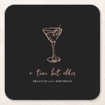 Tini Bit Older Personalised Birthday Party Square Paper Coaster<br><div class="desc">Add a stylish touch to your celebration with these personalised paper party coasters featuring a minimalist hand-drawn martini glass design. Perfect for a “Tini Bit Older” birthday party, they can be customised with your choice of text, colours, and fonts to match your theme. A fun and functional detail that complements...</div>