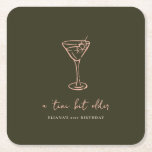 Tini Bit Older Personalised Birthday Party Square Paper Coaster<br><div class="desc">Add a stylish touch to your celebration with these personalised paper party coasters featuring a minimalist hand-drawn martini glass design. Perfect for a “Tini Bit Older” birthday party, they can be customised with your choice of text, colours, and fonts to match your theme. A fun and functional detail that complements...</div>