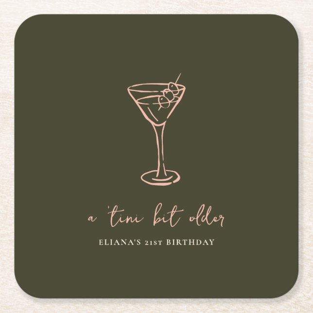 Tini Bit Older Personalised Birthday Party Square Paper Coaster (Front)
