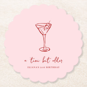 Tini Bit Older Personalized Birthday Party Paper Coaster