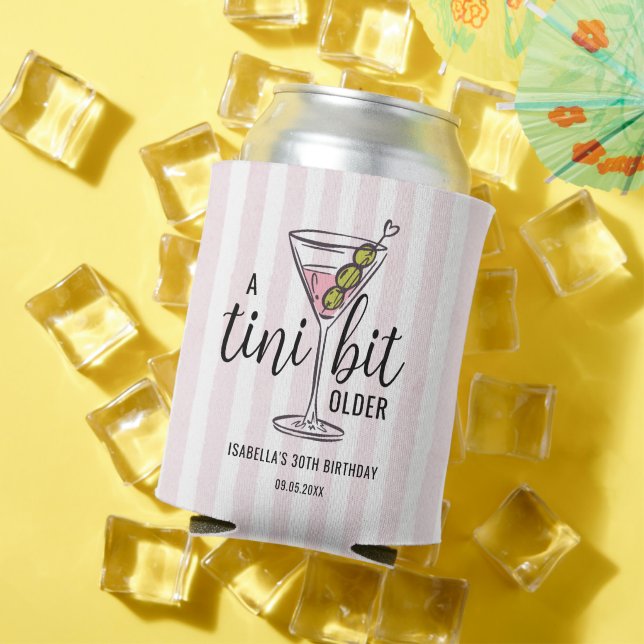 Tini Bit Older Pink Martini Cocktail Birthday Can Cooler (In Situ Summer)