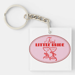 Tini Little Bride Design Pink Martini Glass Key Ring