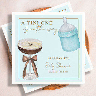 Tini One Blue Espresso Martini Boy Baby Shower Napkin