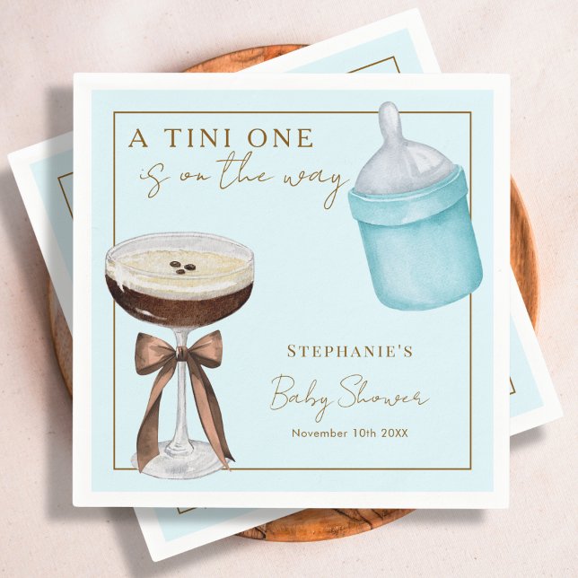 Tini One Blue Espresso Martini Boy Baby Shower Napkin (Creator Uploaded)
