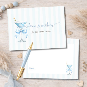 Tini One Blue Striped Baby Boy Shower Advice Card