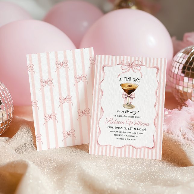 Tini One Bow Coffee Espresso Martini Baby Shower Invitation (Creator Uploaded)
