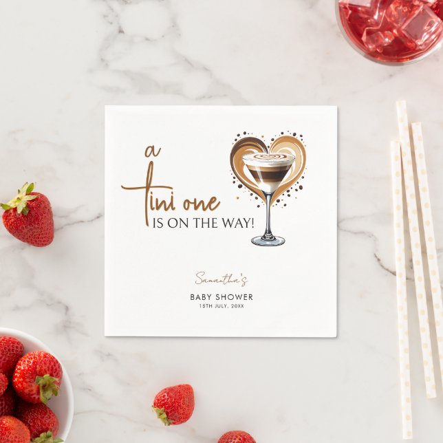 Tini One Espresso Martini Baby Shower Napkin (Insitu)