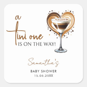 Tini One Espresso Martini Baby Shower Square Sticker