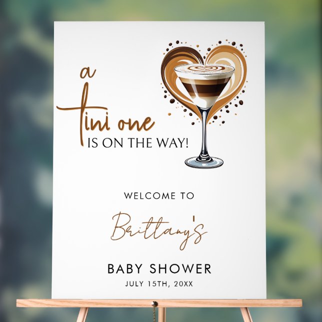 Tini One Espresso Martini Baby Shower Welcome Acrylic Sign (Neutral)