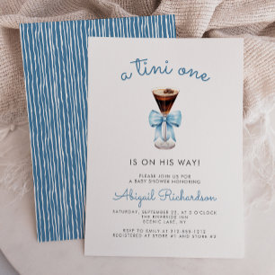 Tini One Espresso Martini Blue Boy Baby Shower Invitation