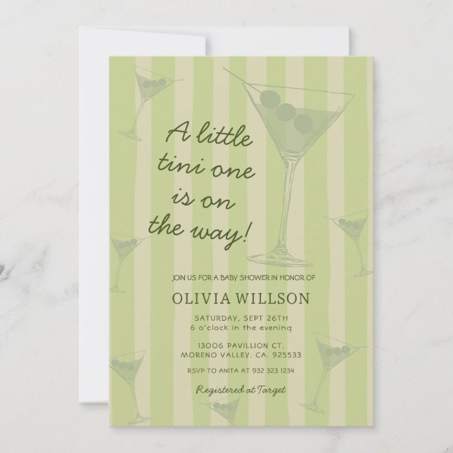  Tini One Is On The Way Martini Baby Shower  Invitation (Front)