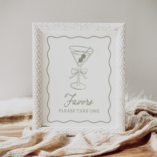 Tini One Martini Baby Shower Favours Sign