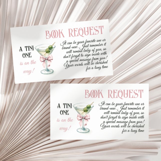 Tini One Martini Bow Girl Book for Baby Shower Enclosure Card (Creator Uploaded)