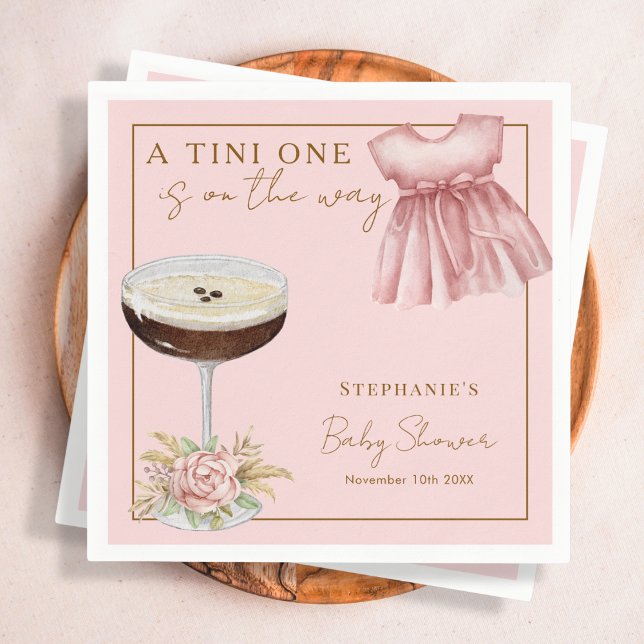 Tini One Pink Espresso Martini Girl Baby Shower Napkin (Creator Uploaded)