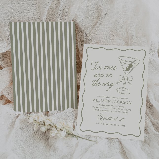 Tini Ones Are On The Way Martini Twin Baby Shower Invitation (Creator Uploaded)