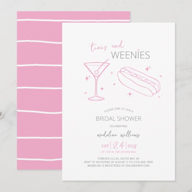 Tinis and Weenies Vintage Bridal Shower  Invitation (Front/Back)