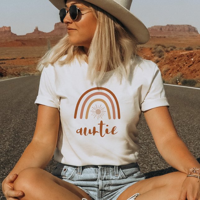 TINLEY Boho Burnt Orange Rainbow Sun Auntie T-Shirt (Creator Uploaded)