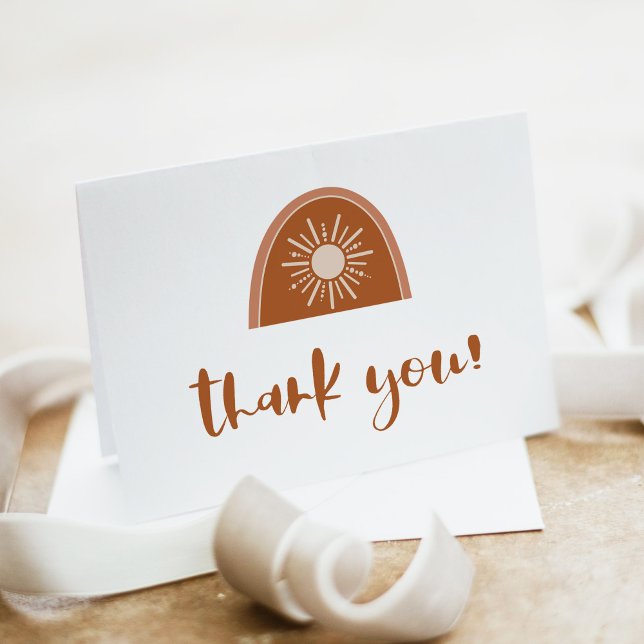 TINLEY Boho Earth Tone Terracotta Rainbow Sun Thank You Card (Creator Uploaded)