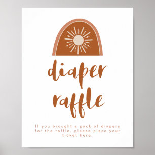 TINLEY Boho Terracotta Rainbow Diaper Raffle Sign