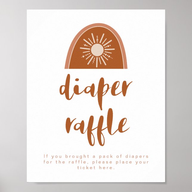 TINLEY Boho Terracotta Rainbow Diaper Raffle Sign (Front)