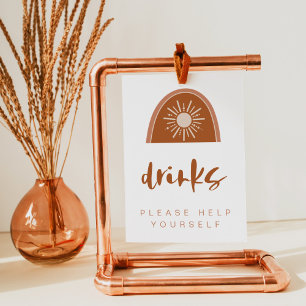 TINLEY Boho Terracotta Rainbow Drink Table Sign
