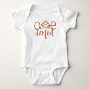 TINLEY Boho Terracotta Rainbow Onederful Birthday Baby Bodysuit