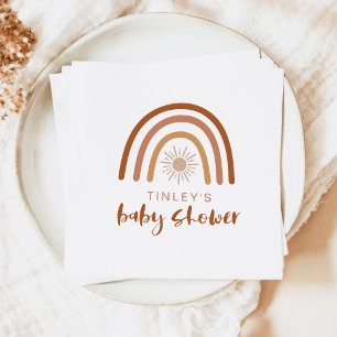 TINLEY Boho Terracotta Rainbow Sun Baby Invitation Napkin