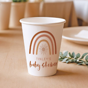 TINLEY Boho Terracotta Rainbow Sun Baby Invitation Paper Cups