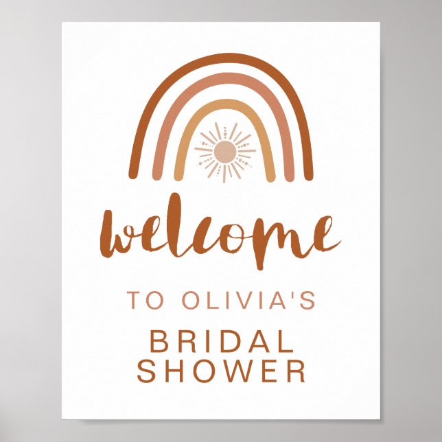 TINLEY Boho Terracotta Rainbow Sun Bridal Shower Poster (Front)