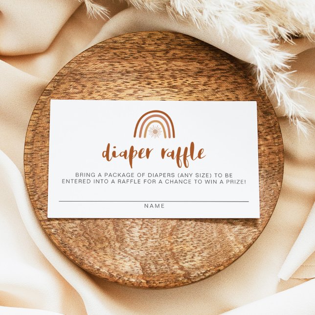 TINLEY Boho Terracotta Rainbow Sun Diaper Raffle Place Card (Creator Uploaded)
