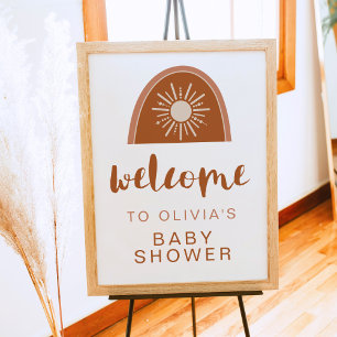 TINLEY Boho Terracotta Sun Rainbow Baby Shower Poster