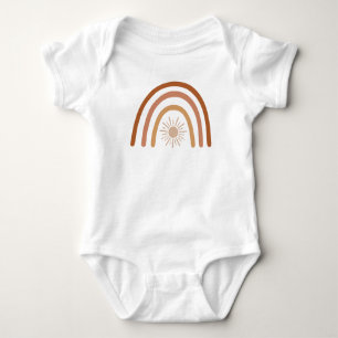 TINLEY Cute Bohemian Terracotta and Rust Rainbow Baby Bodysuit
