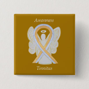 Tinnitus Gold/Silver Awareness Ribbon Angel Pin