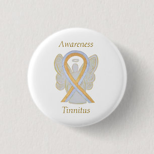 Tinnitus Gold/Silver Awareness Ribbon Angel Pin