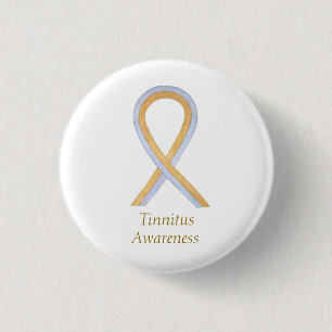 Tinnitus Gold/Silver Awareness Ribbon Custom Pin