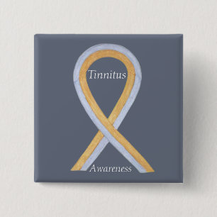 Tinnitus Gold/Silver Awareness Ribbon Custom Pin