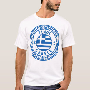 Tinos, Greece Flag Men's White T-Shirt