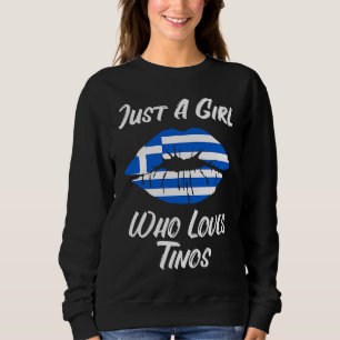 Tinos Lips Mouth Love Greek Flag Sweatshirt