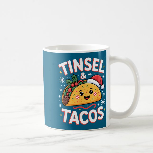 Tinsel And Tacos Cute Christmas Mexican Food Fun  Coffee Mug (Right)