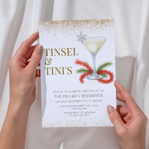 Tinsel and Tinis Christmas Holiday Party Invitation